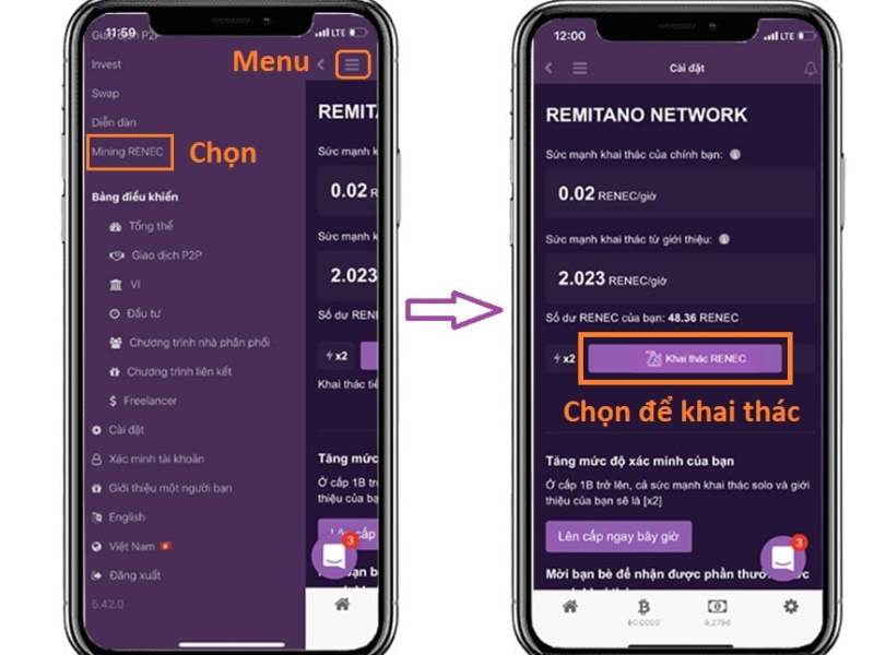 Hướng dẫn Minning Renec coin sàn&nbsp;Remitano